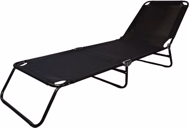 Samuel Alexander Lightweight Foldable Garden Patio Textilene Sun Lounger Bed in Black