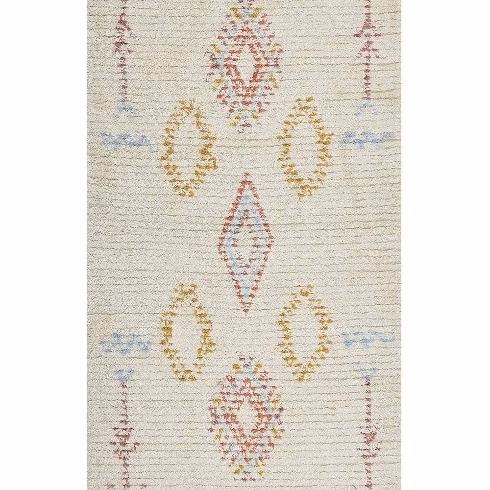 Wyld and Coco Beige Cotton Hand-Tufted Geometric Rectangular Rug W: 80 cm, L: 150 cm