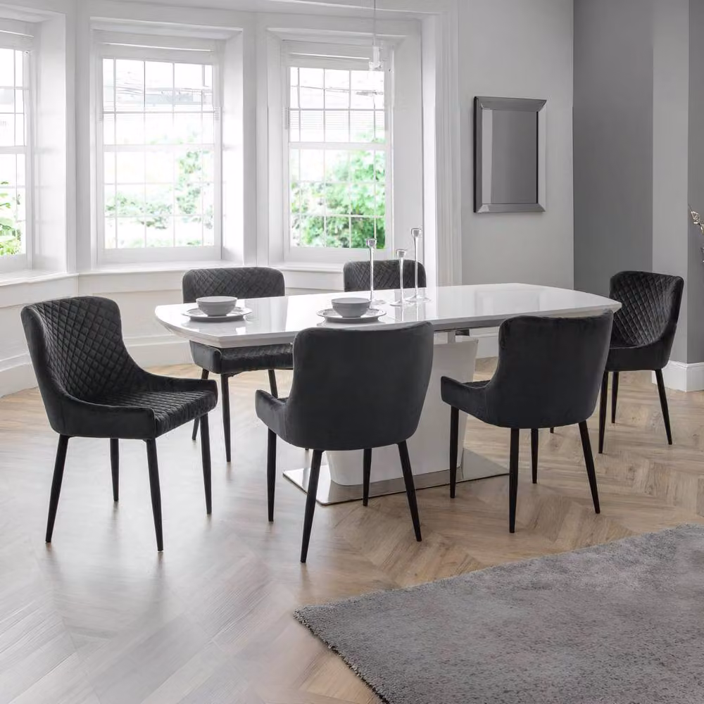 Cheshire Cromwell Set of 2 Grey Velvet Dining Chairs with Armrests – 5