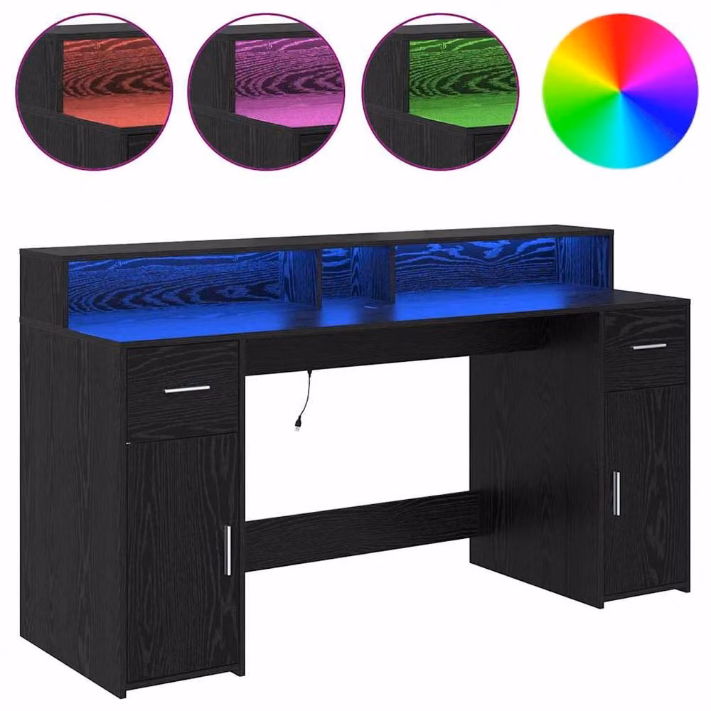 Berkfield Home Modern Computer Desk in Black Oak, W/D/H: 160 x 55 x 91 cm – 2