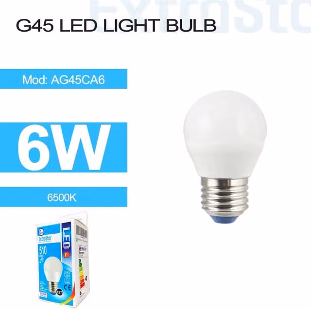 Livingandhome 6W LED Globe Bulb E27 in Cool White 6500K