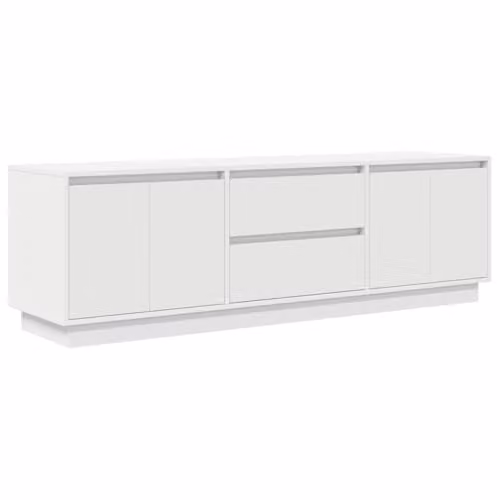 vidaXL Modern White TV Cabinet with LED Lights, W: 160.5 cm, D: 41 cm, H: 50 cm – 1