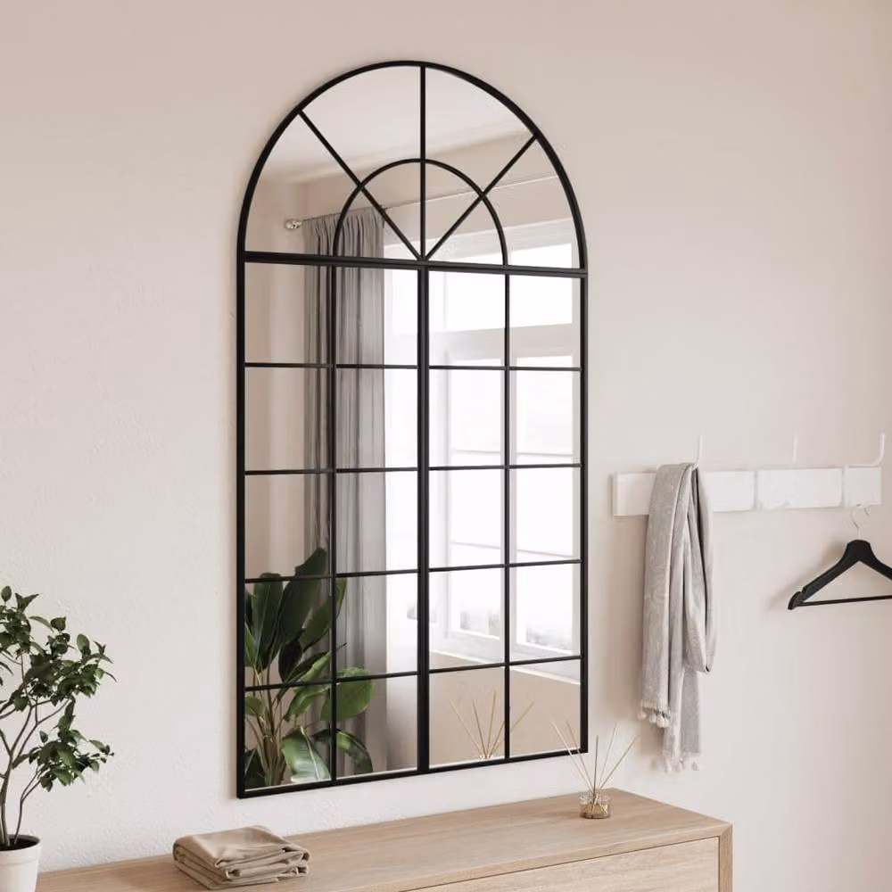 Berkfield Home Minimalist Arch Wall Mirror in Black, W: 80 cm, H: 140 cm – 2