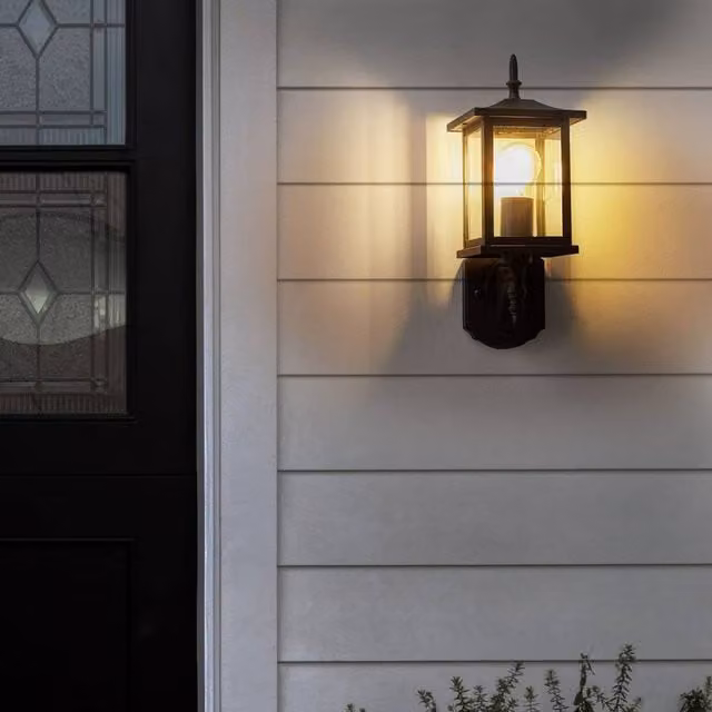 Wyld and Coco Modern Black Metal and Glass Outdoor Wall Lantern – 1