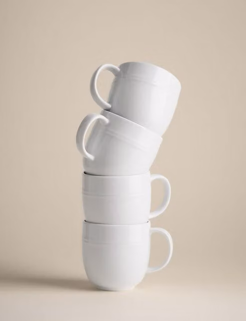 M&S Set of 4 White Porcelain Marlowe Mugs