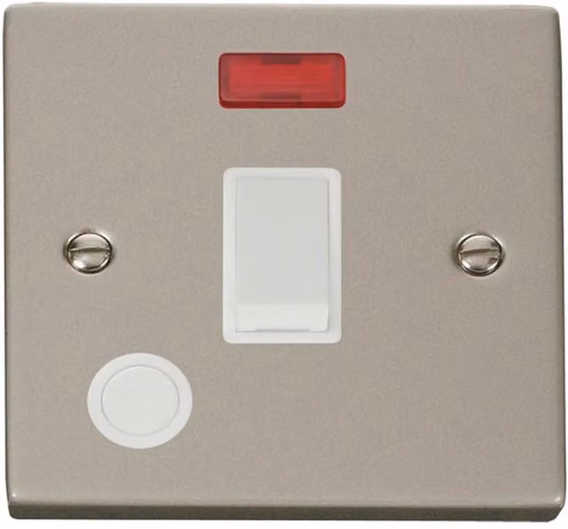 SE HOME White and Silver 1 Gang Surface Mount Switch with Neon Plate