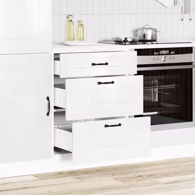 Berkfield Home Kalmar Kitchen Base Cabinet in High Gloss White Engineered Wood, H 81.5 x W 60.0 x D 46.0 cm