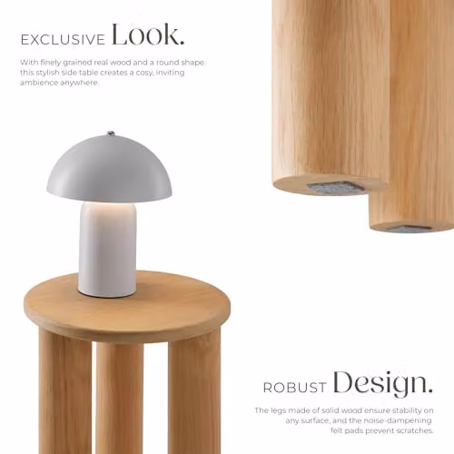 tectake Sisi Round Side Table in Rustic Brown with Solid Wood Legs, W/D/H: 40 x 40 x 45.5 cm – 4