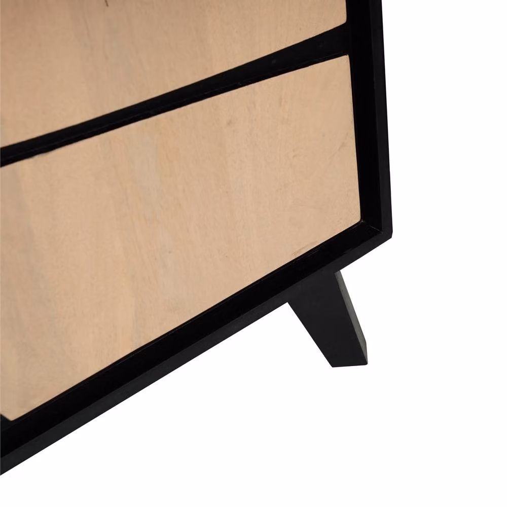 IH Design Dusk Modern Mango Wood Low Board Sideboard and TV Stand in Beige and Black – 3
