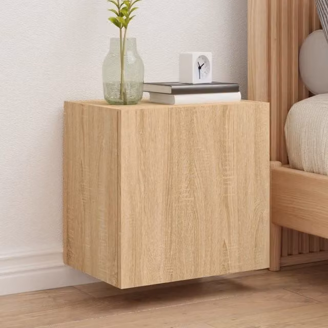 Berkfield Home Wall Mounted TV Cabinet in Brown Sonoma Oak, W/D/H: 40.5 x 30 x 40 cm