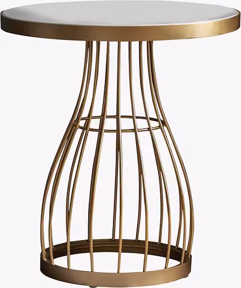 Perch & Parrow Vivien Round Marble Side Table in Bronze and White