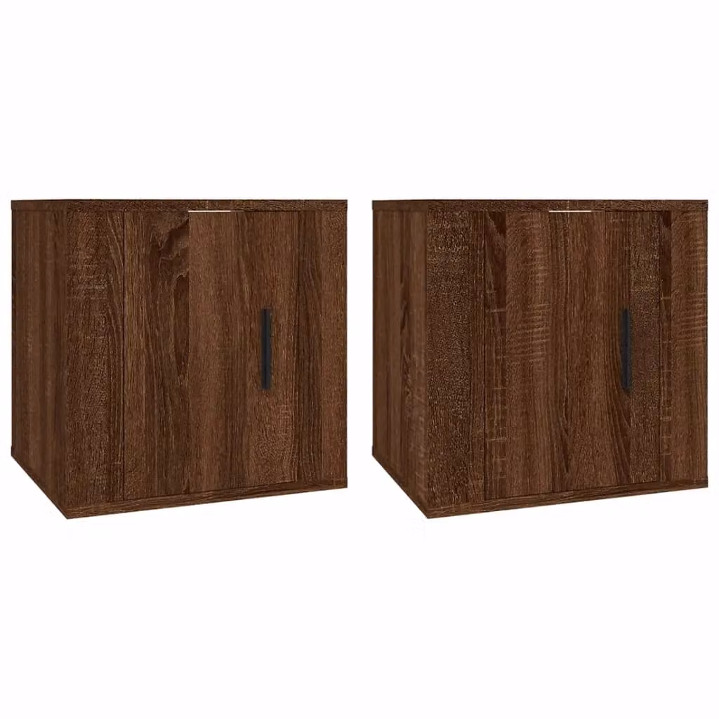 Berkfield Home Wall Mounted TV Cabinets, 2 Piece Set in Brown Oak, W/D/H: 40 x 34.5 x 40 cm – 2