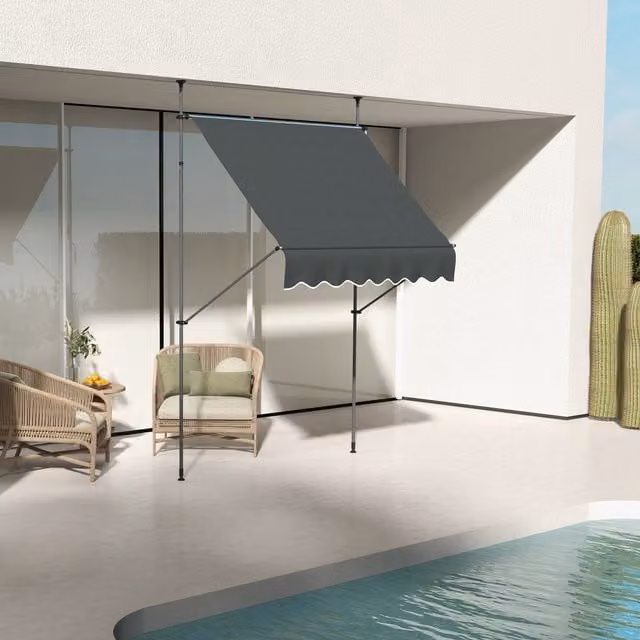 Outsunny Freestanding Manual Retractable Awning in Dark Grey, W/D/H: 200 x 120 x 120 cm