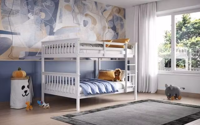 Flair Tetrad Modern Two-Level Bunk Bed in White and Grey, Solid Pine Wood, W/D/H: 120 x 200 x 154 cm – 1