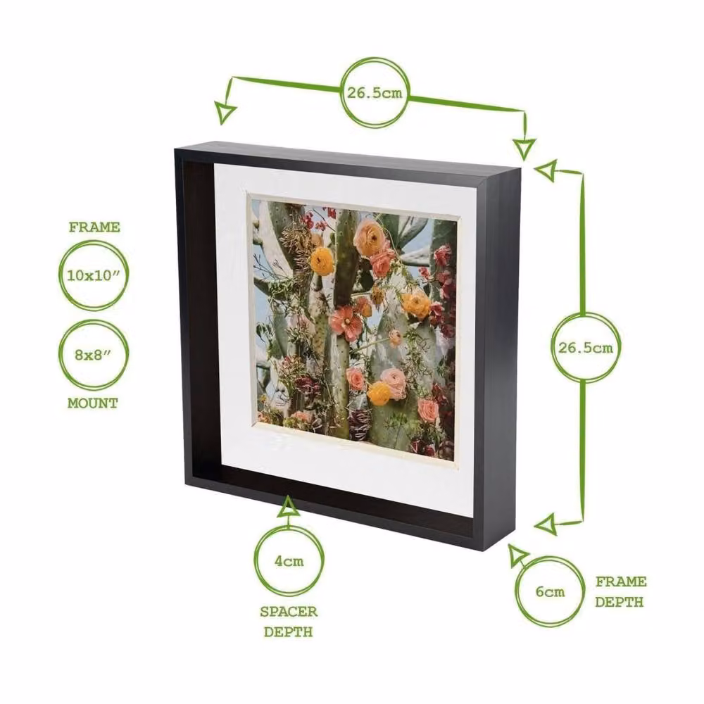 Havendro Set of 5 Black 3D Deep Box Photo Frames for 10 x 10 inch Pictures with 8 x 8 inch Mounts – 2