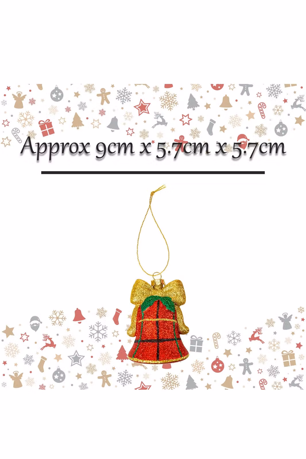 VFM e-Store Red Christmas Hanging Bell Pendant, H x W x D: 9.0 x 5.7 x 5.7 cm – 2