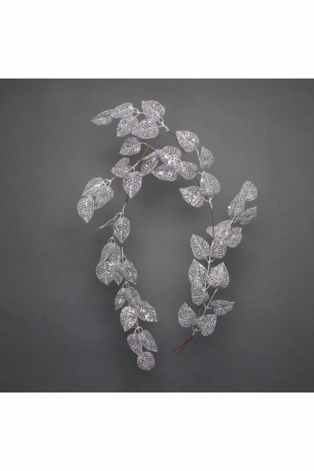 KDMD Silver Glitter Leaf Garland, 150cm – 2