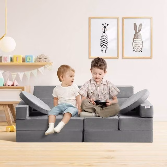 VEVOR Modular Kids Couch in Grey with High-Density Foam