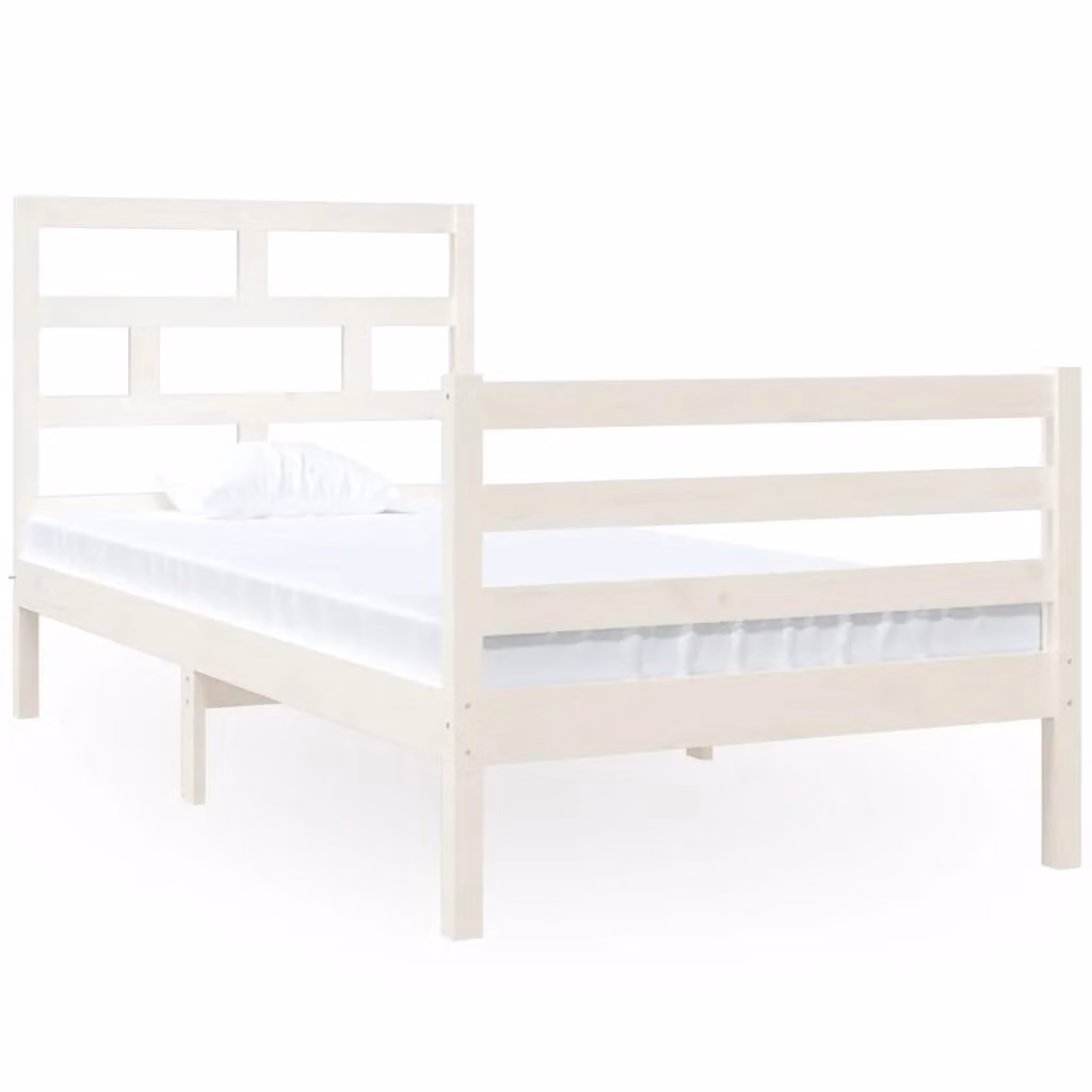 Berkfield Home Single Solid Wood Bed Frame in White, W/D/H: 90 x 190 cm – 2