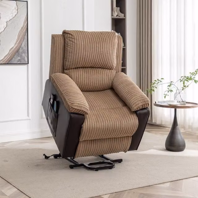FURNITURE ONE Dual Motor Heated 8 Point Massage Recliner Chair in Grey with Power Lift Assist – 1