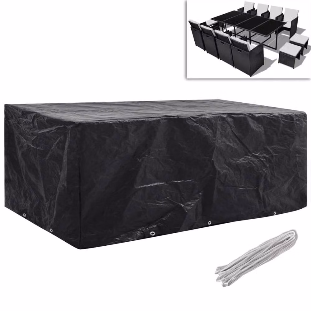 Berkfield Home Water Repellent Garden Furniture Covers for 8 Person Poly Rattan, 2 Pack, Black, W: 229 cm, D: 113 cm – 3