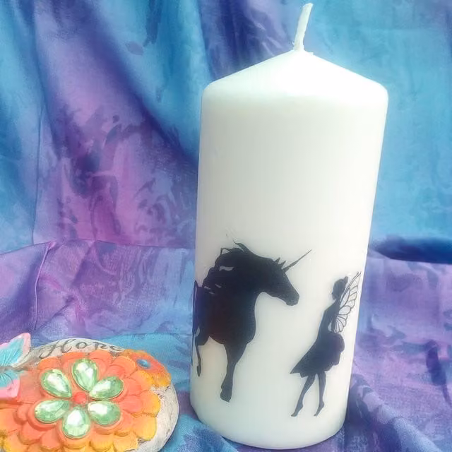 Viki Fairy Pillar Candle in White
