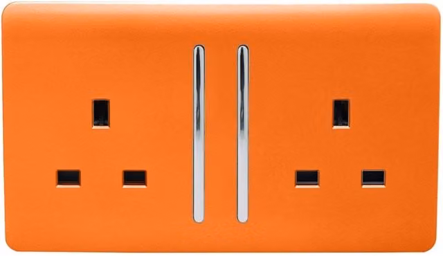 Trendi Switch 2 Gang 13 Amp Flush Switched Socket in Orange