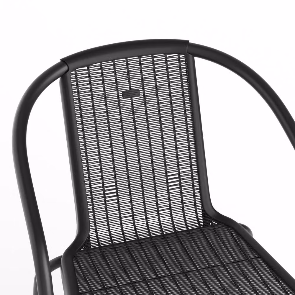 Living and Home Set of 2 Black Matt Rattan and Metal Stacking Outdoor Garden Chairs – 7