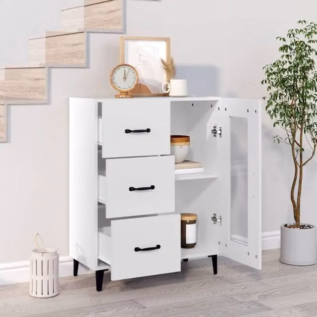 Berkfield Home Modern White Matt Sideboard W/D/H: 69.5 x 34 x 90 cm