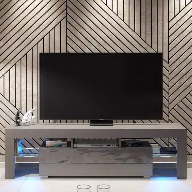 Creative Furniture Aria Modern Glossy TV Unit in Grey, W: 160 cm, H: 45 cm, D: 35 cm