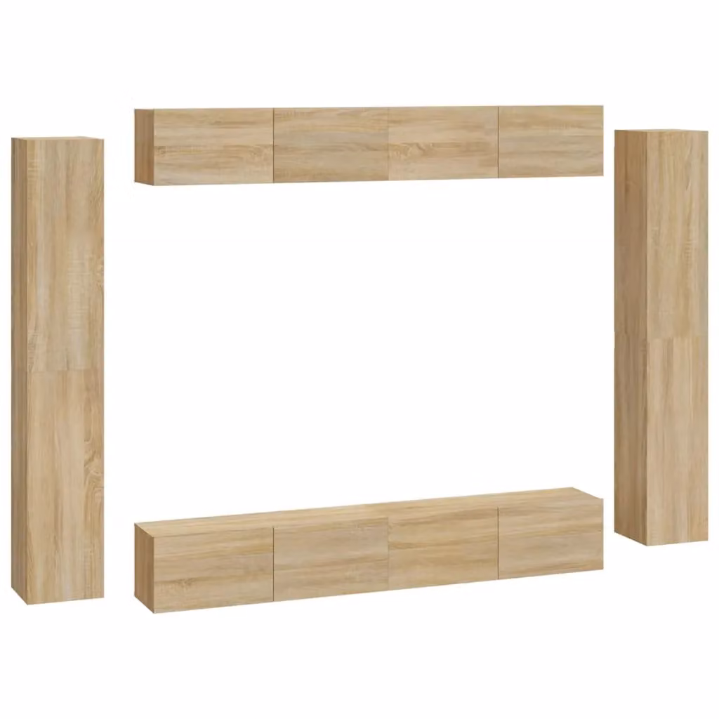 Berkfield Home 8 Piece Sonoma Oak TV Cabinet Set in Brown Engineered Wood – 2
