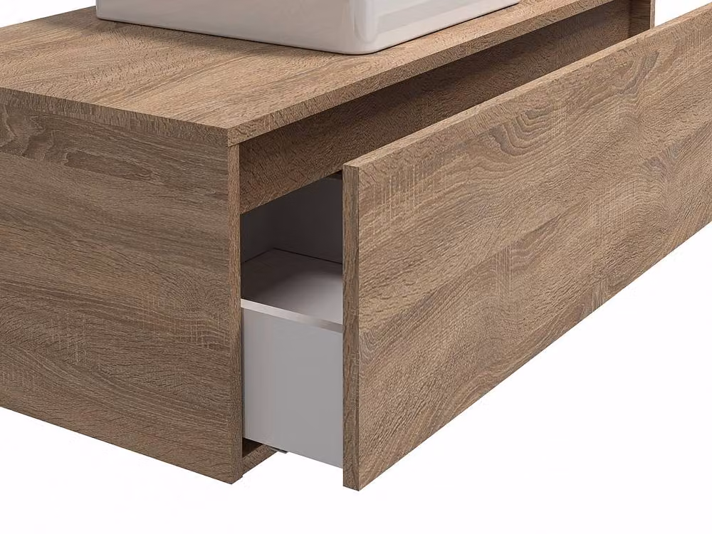 Vente-unique Suspended Bathroom Vanity Unit in Light Oak Finish, W/D/H: 94 x 47 x 32 cm – 4