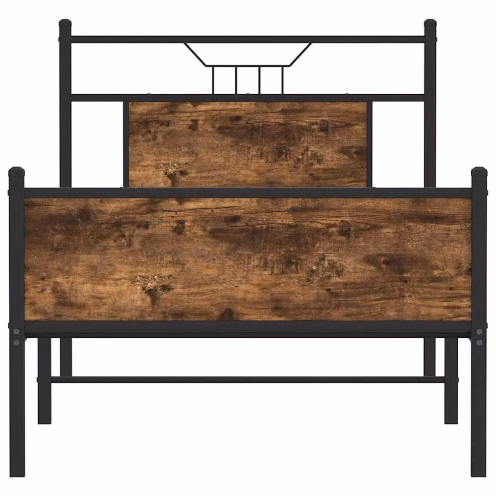 Berkfield Home Durable Single Bed Frame in Smoked Oak and Brown, W/D/H: 90 x 190 cm – 3