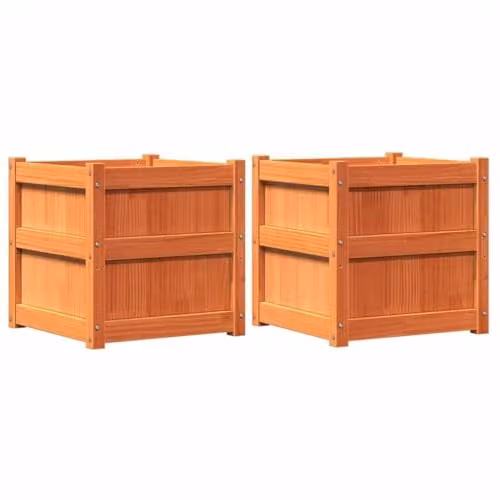 vidaXL Set of 2 Wax Brown Solid Wood Pine Garden Planter Tubs