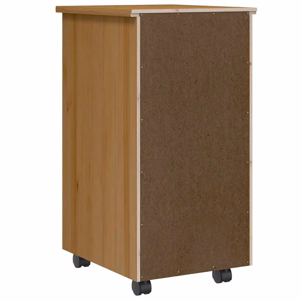 Berkfield Home MOSS Rolling Cabinet with Drawers in Honey Brown Solid Wood Pine – 4
