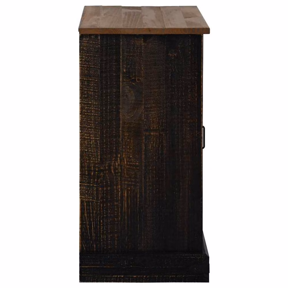 Berkfield Home HALDEN Sideboard with Sliding Door in Black Solid Pine Wood, W/D/H: 80 x 40 x 80 cm – 3