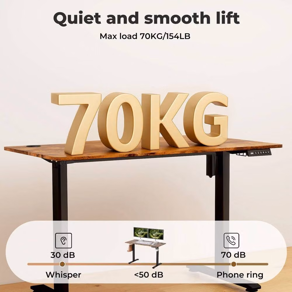 NESTLUNE Height Adjustable Electric Standing Desk in Brown – 4