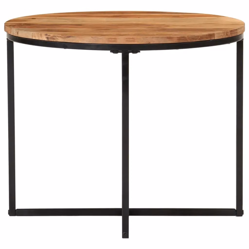 Berkfield Home Brown Acacia Wood and Iron Industrial Coffee Table W/D/H: 55 x 55 x 45 cm – 2