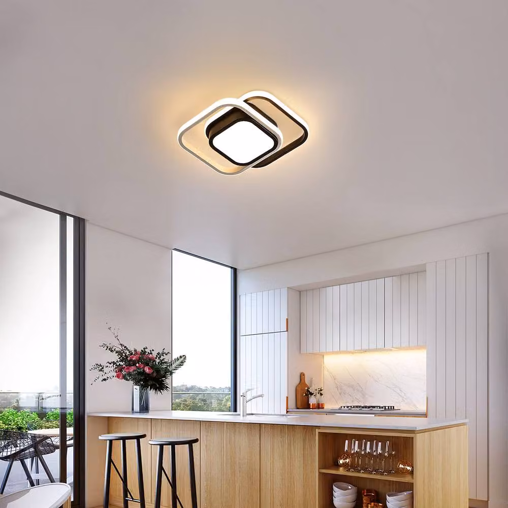 Goeco Modern Square LED Ceiling Light, 32W, Tri-colour CCT, White – 4