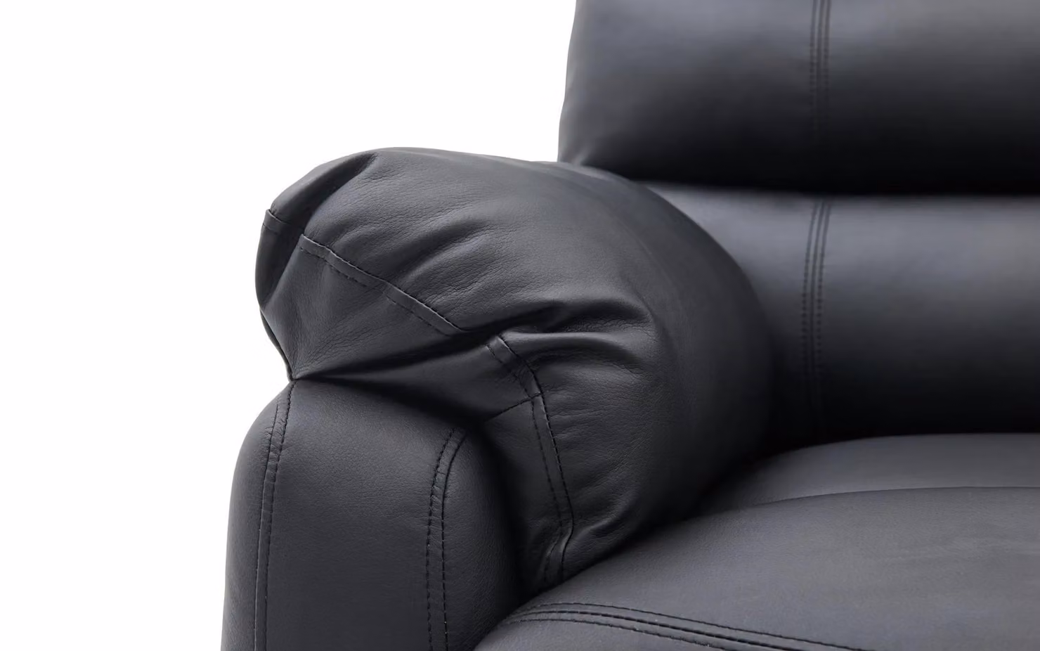 Home Detail Carter 3 Seater L-Shape Sofa with Right-Facing Chaise and Manual Recliner, Black Faux Leather, W/D/H: 206 x 103 x 170 cm – 5