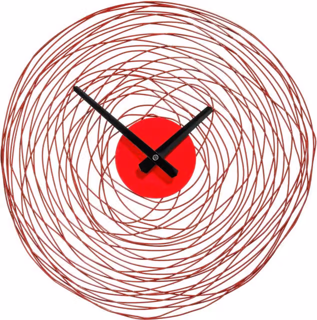 Orsina Abstract Red and Black Round Quartz Wall Clock, Diameter: 38 cm