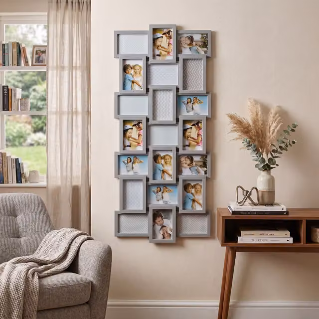 DEENZ Multi-Aperture Tall Rectangular Photo Frame, Grey and White, H 112 cm x W 45 cm