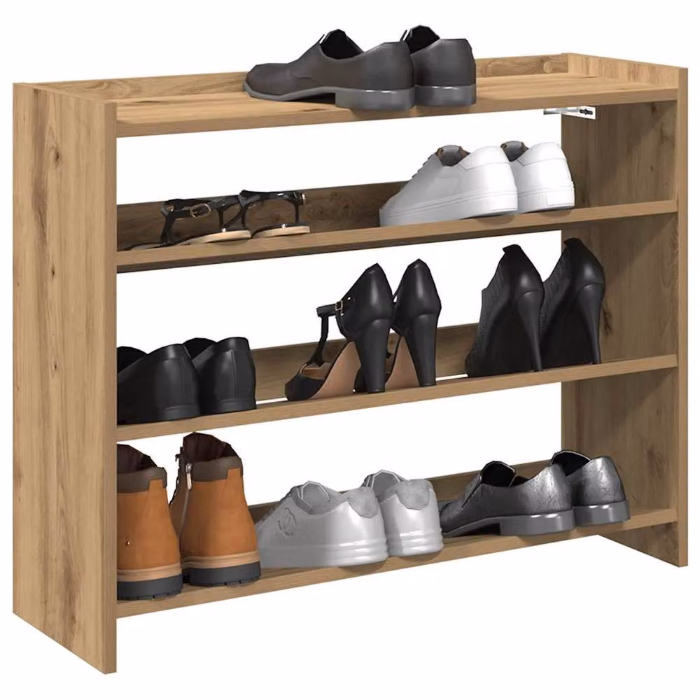 Berkfield Home Artisan Oak Shoe Rack in Brown, W/D/H: 80 x 25 x 62 cm – 2