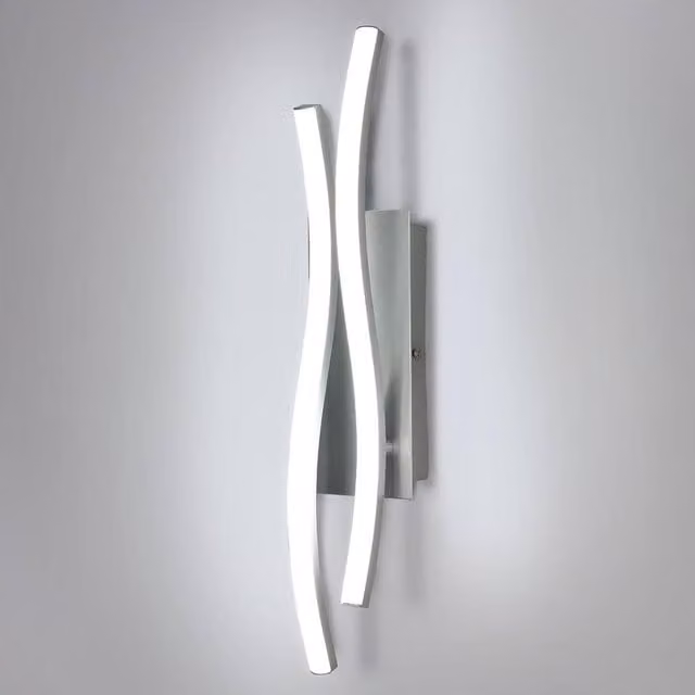 Goeco Modern LED Indoor Wall Light in Silver with Cool White 6500K Light – 1