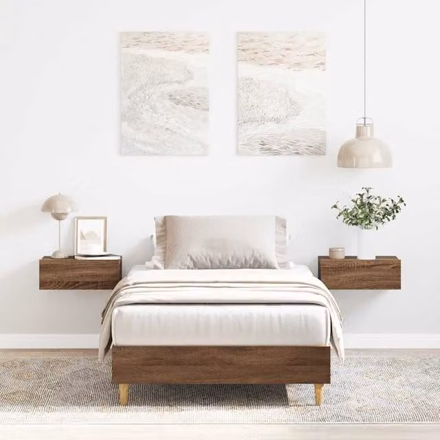 Berkfield Home Small Single Bed Frame in Brown Oak Engineered Wood, W: 75 cm, L: 190 cm
