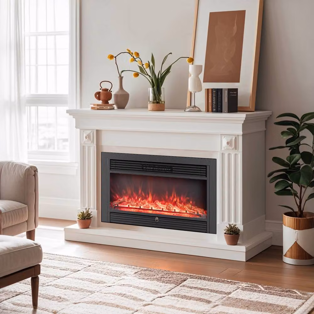 Costway 36-Inch Electric Fireplace Insert Heater in Black – 3