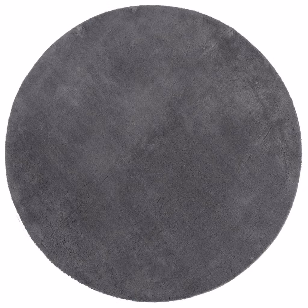 Berkfield Home Round Short Pile Soft and Washable Rug in Anthracite and Black, Diameter: 100 cm – 1