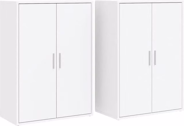 Berkfield Home Set of 2 White Matt MDF Sideboards, W/D/H: 60 x 31 x 84 cm