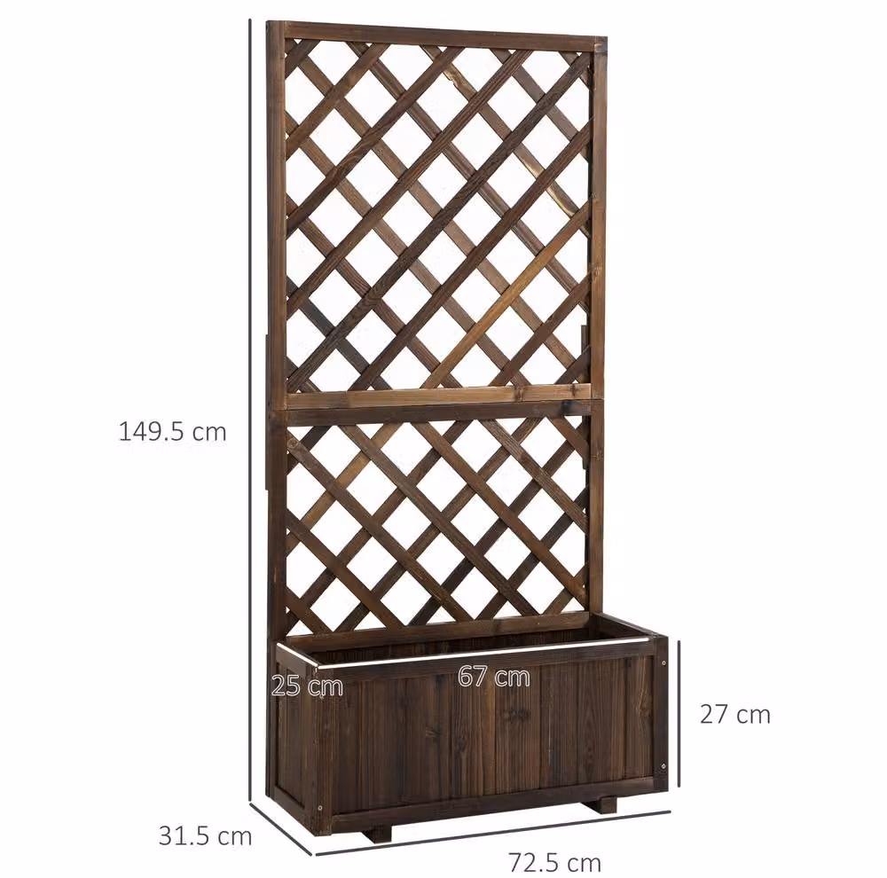 STILVORA Wood Planter with Trellis in Carbon Black, W/D/H: 72.5 x 31.5 x 149.5 cm – 2