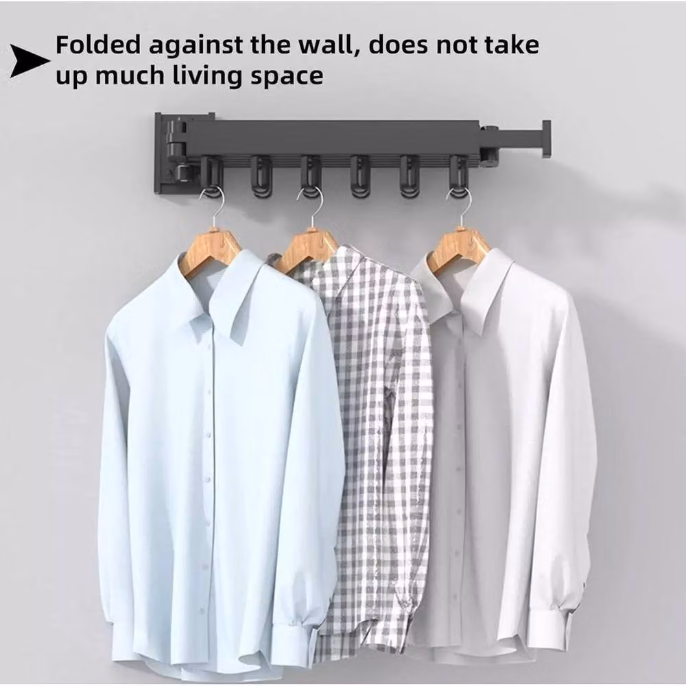 KORVIXA Foldable Wall Mounted Clothes Drying Rack in Black, W: 90 cm – 2
